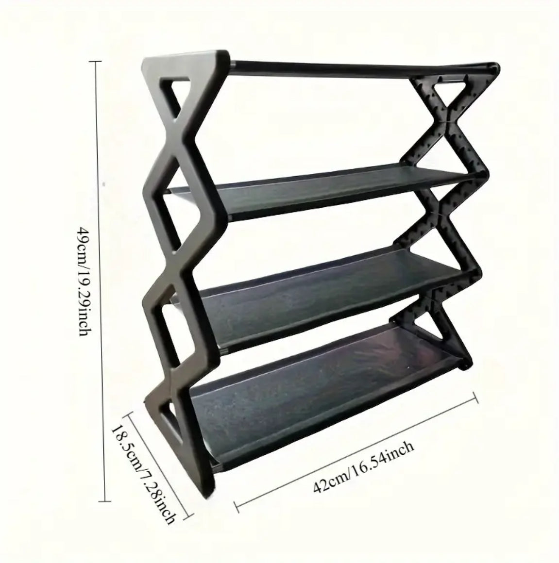 X-shaped shoe rack, simple steel pipe rack, easy assembly, folding and storage of shoes, multi-layer, household use, 4-layer shoe cabinet