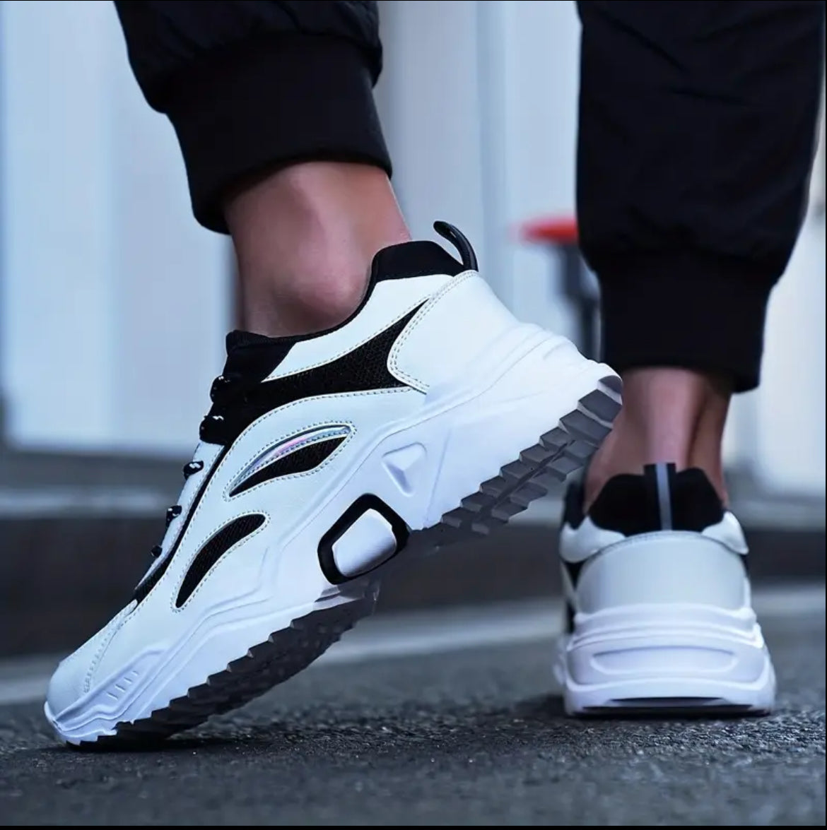 Men's Breathable Mesh Sneakers - Black & White Panda Design