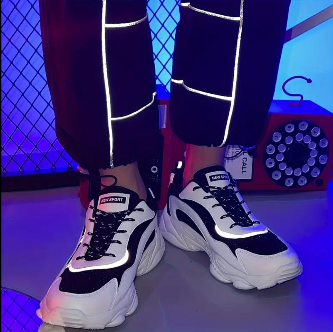 Men's Trendy Reflective Design Chunky Shoes