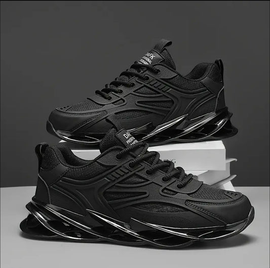 Men's Low-Top Sneakers - Lace-Up Sneakers in Black/Brown Breathable Fabric
