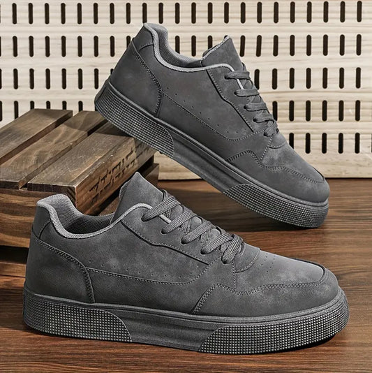 Men's Casual Solid Color Sneakers, Low-Top Lace-Up Fashion Shoes