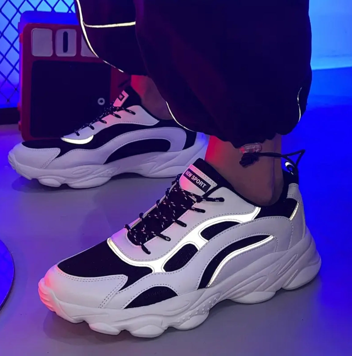 Men's Trendy Reflective Design Chunky Shoes