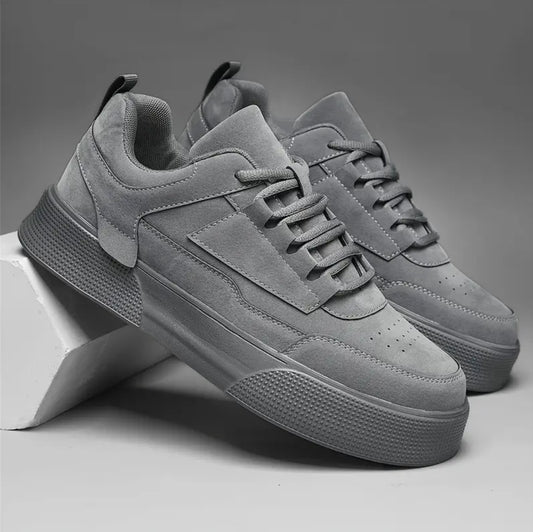Men's Fashion Solid Color Low-Top Sneakers with Lace-Up Closure, Casual Street Style Thick Sole Shoes