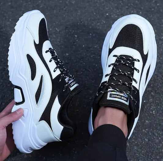 Men's Breathable Mesh Sneakers - Black & White Panda Design