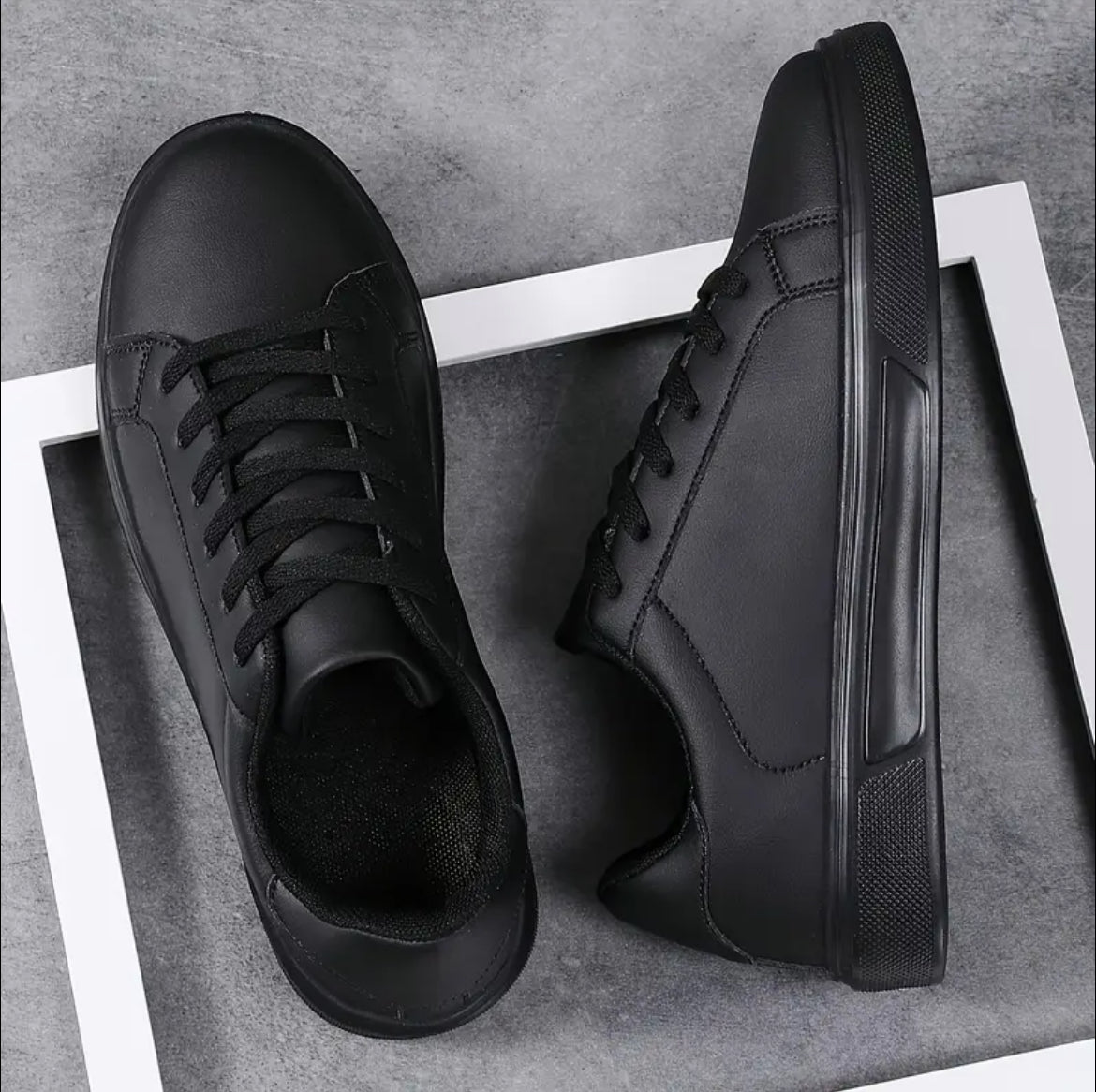Men's Black Casual Sneakers - Breathable, Slip-Resistant
