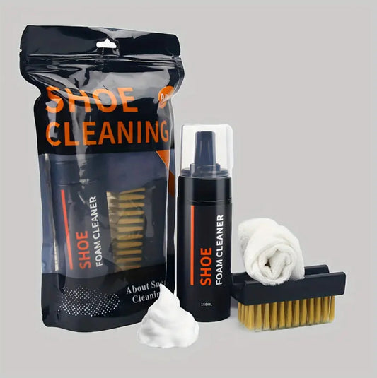 Sneaker Cleaning Kit with Brush, Towel, Foam Cleaner & Spray (4-in-1)